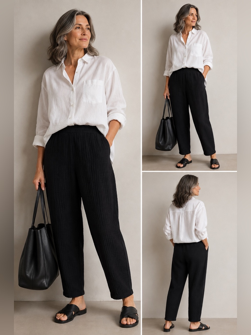 Eileen Fisher Black Cropped Ankle Pants